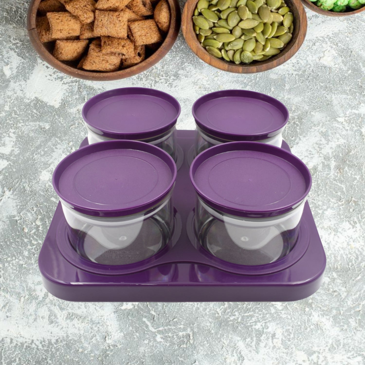 5550 Airtight Plastic 4 Pc Storage Container Set, With Tray Dry Fruit Plastic Storage Container Tray Set With Lid & Serving Tray For Kitchen 5550 Airtight Plastic 4 Pc Storage Container Set, With Tray Dry Fruit Plastic Storage Container Tray Set With Lid & Serving Tray For Kitchen